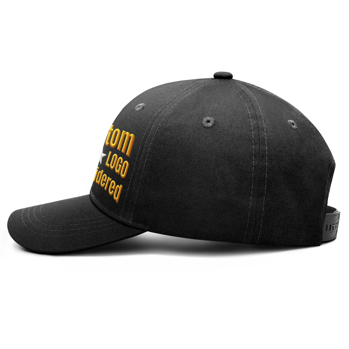Custom Embroidered or Printed Black Baseball Cap | Personalized Sport Hat
