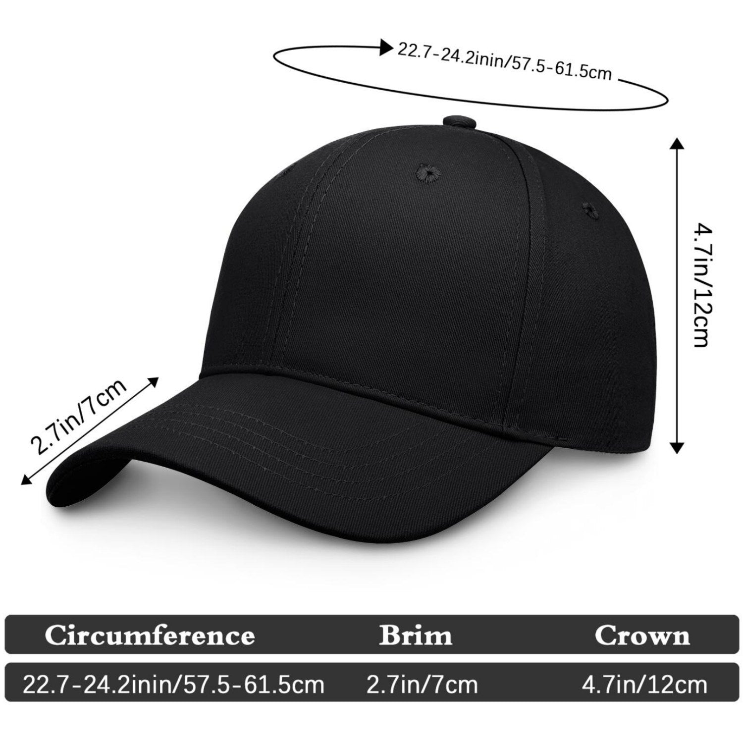 Custom Embroidered or Printed Black Baseball Cap | Personalized Sport Hat