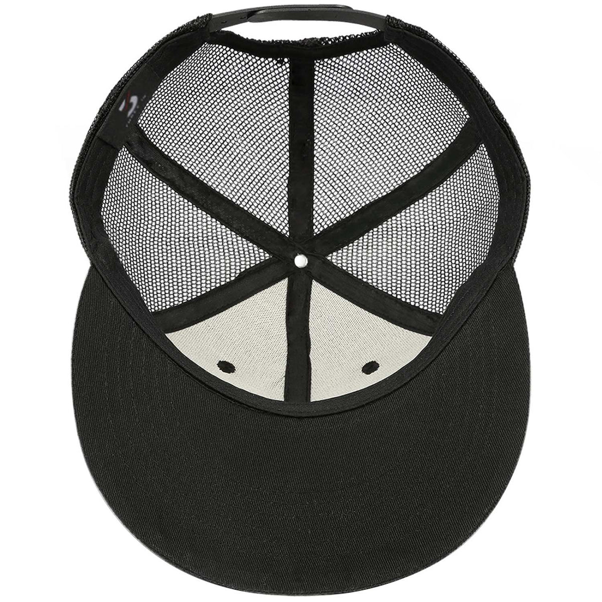Custom Embroidered or Printed Black Mesh Flat-Brim Cap