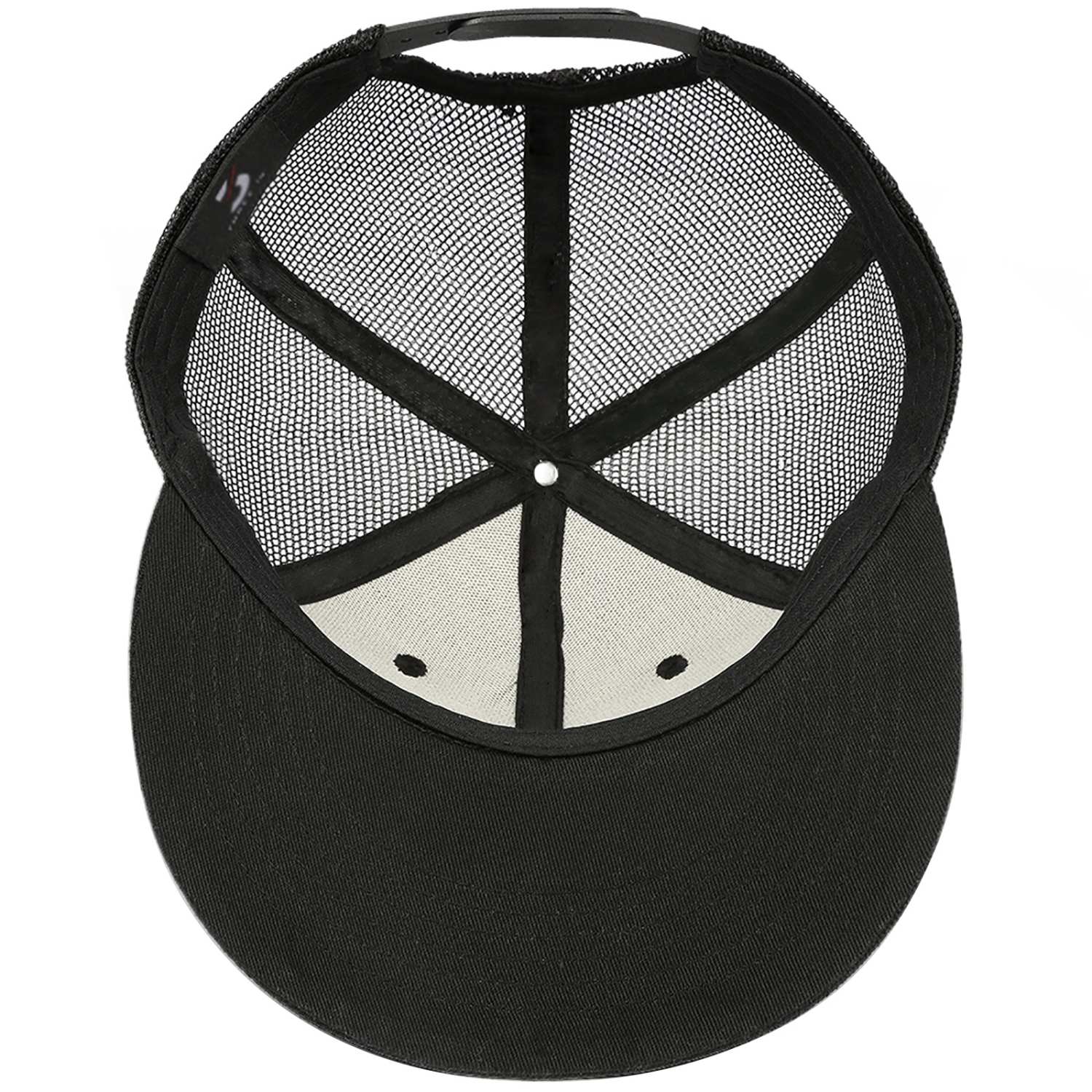 Custom Embroidered or Printed Black Mesh Flat-Brim Cap
