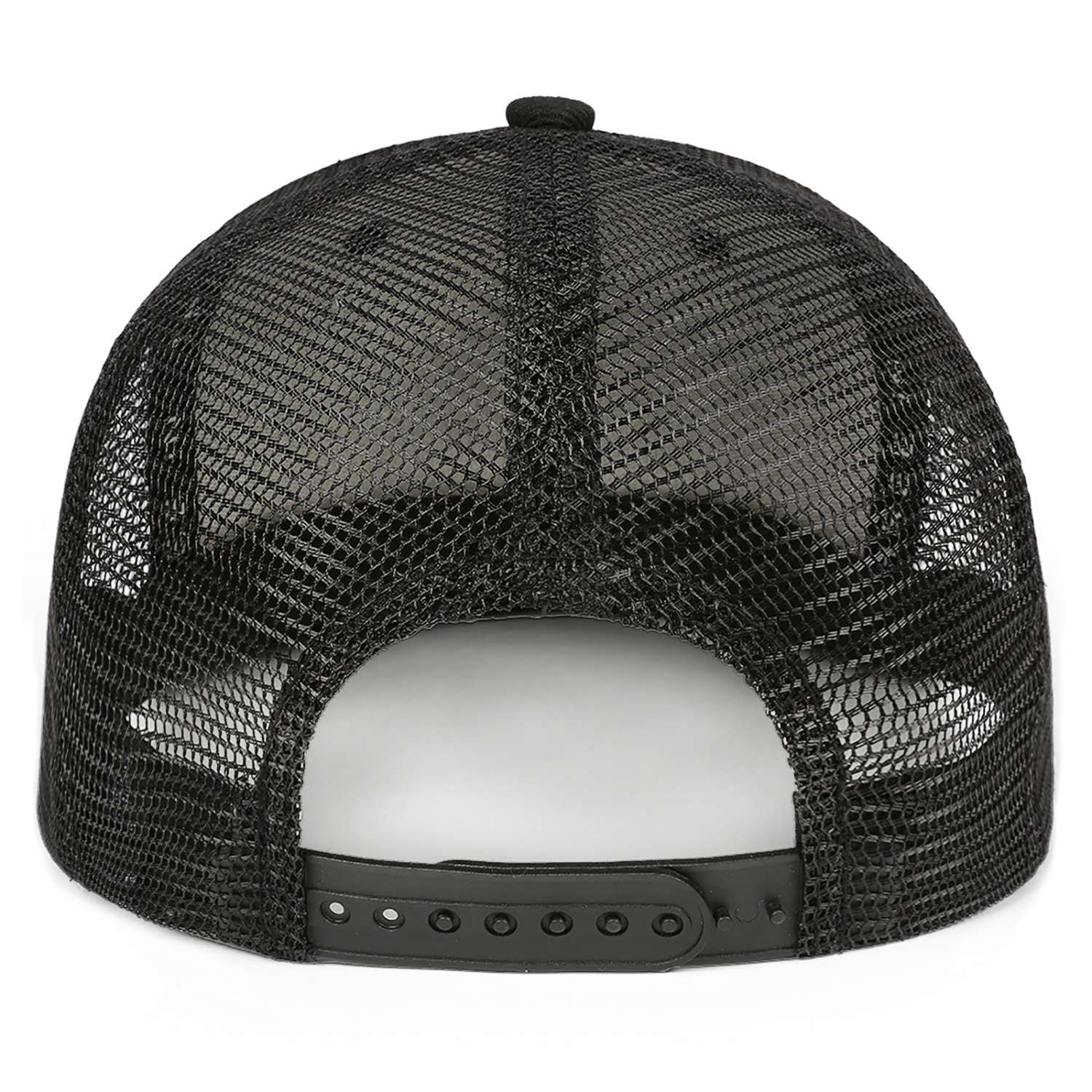 Custom Embroidered or Printed Black Mesh Flat-Brim Cap
