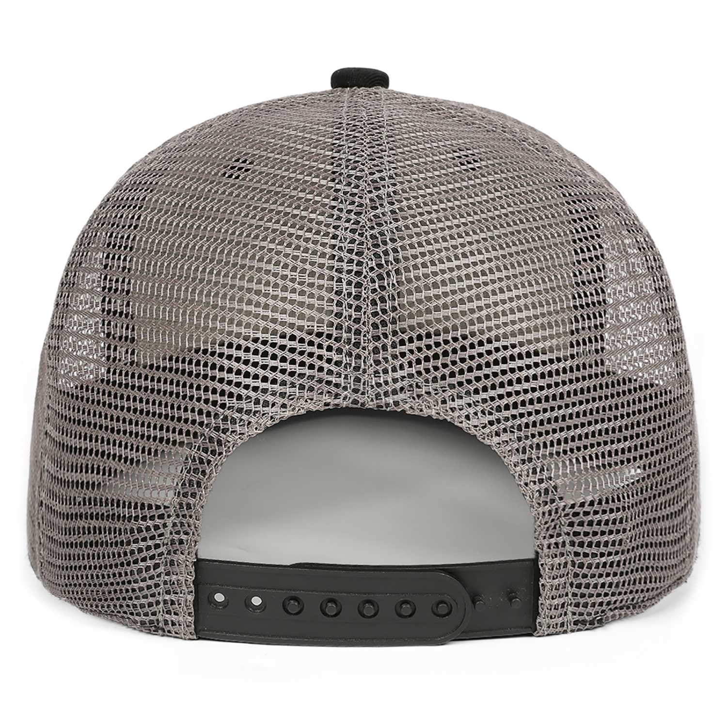 Custom Embroidered or Printed Black Mesh Flat-Brim Cap