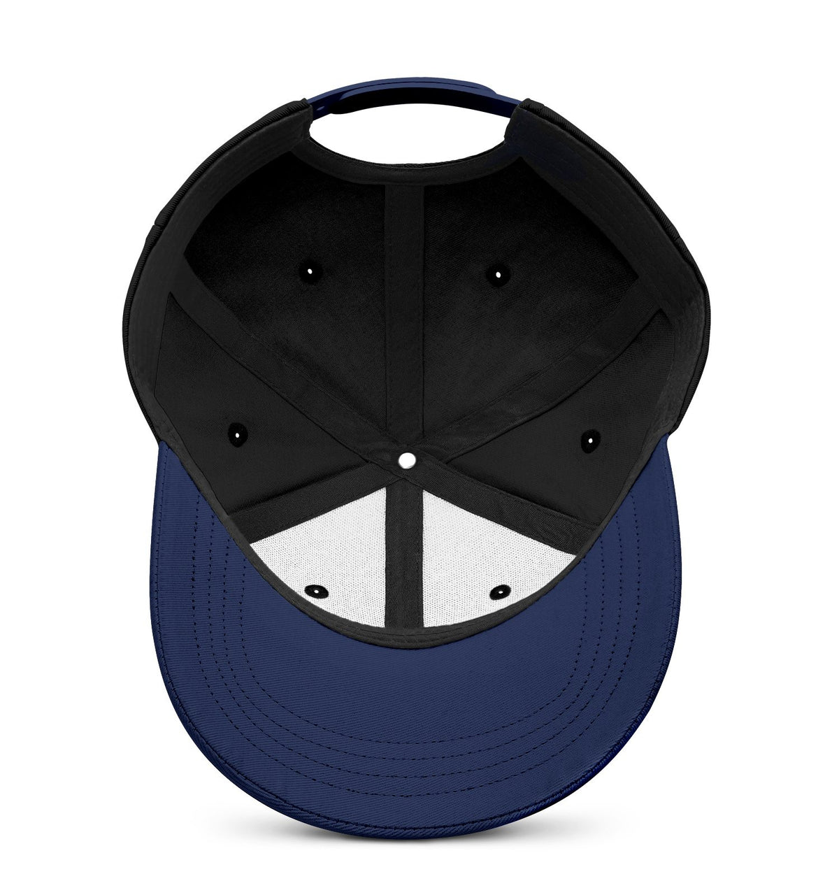 Custom Embroidered or Printed Black & Navy Blue Color Block Baseball Cap | Personalized Sport Hat