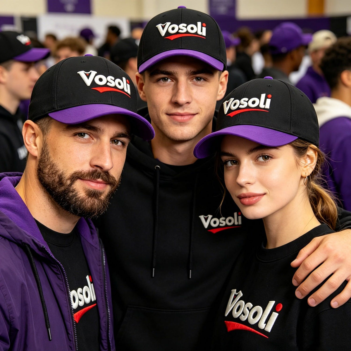 Custom Embroidered or Printed Black & Purple Color Block Baseball Cap | Personalized Sport Hat
