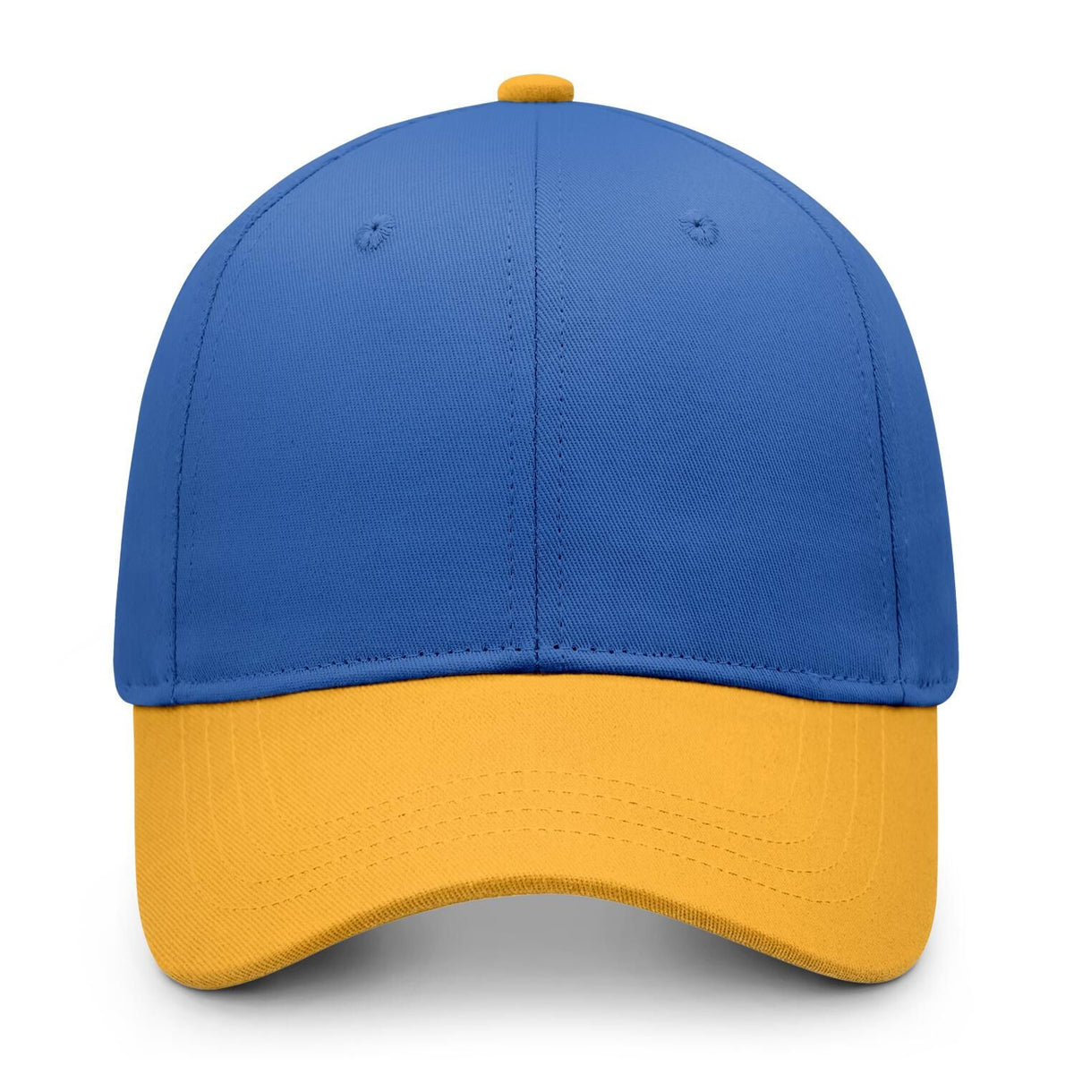 Custom Embroidered or Printed Blue & Gold Color Block Baseball Cap | Personalized Sport Hat