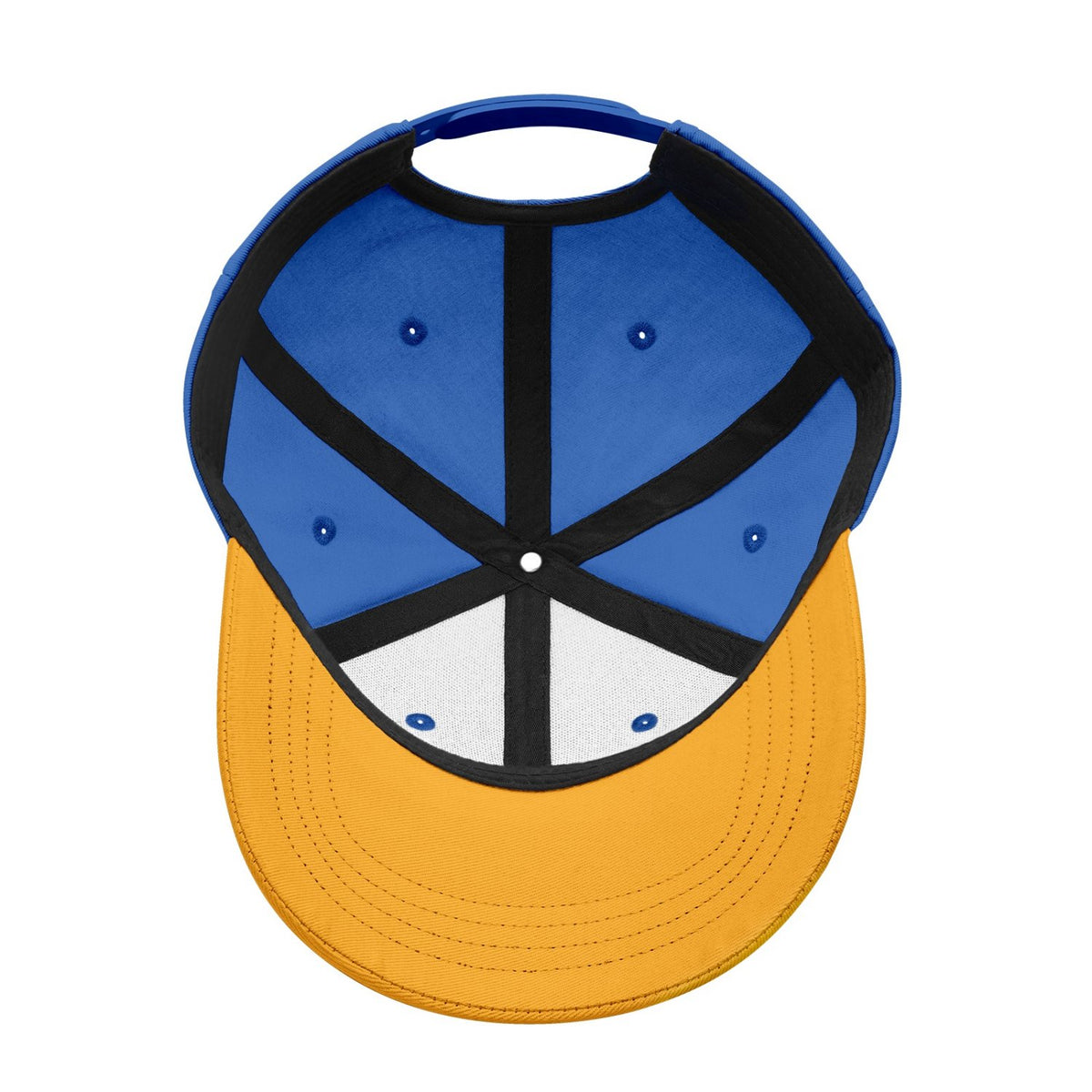 Custom Embroidered or Printed Blue & Gold Color Block Baseball Cap | Personalized Sport Hat