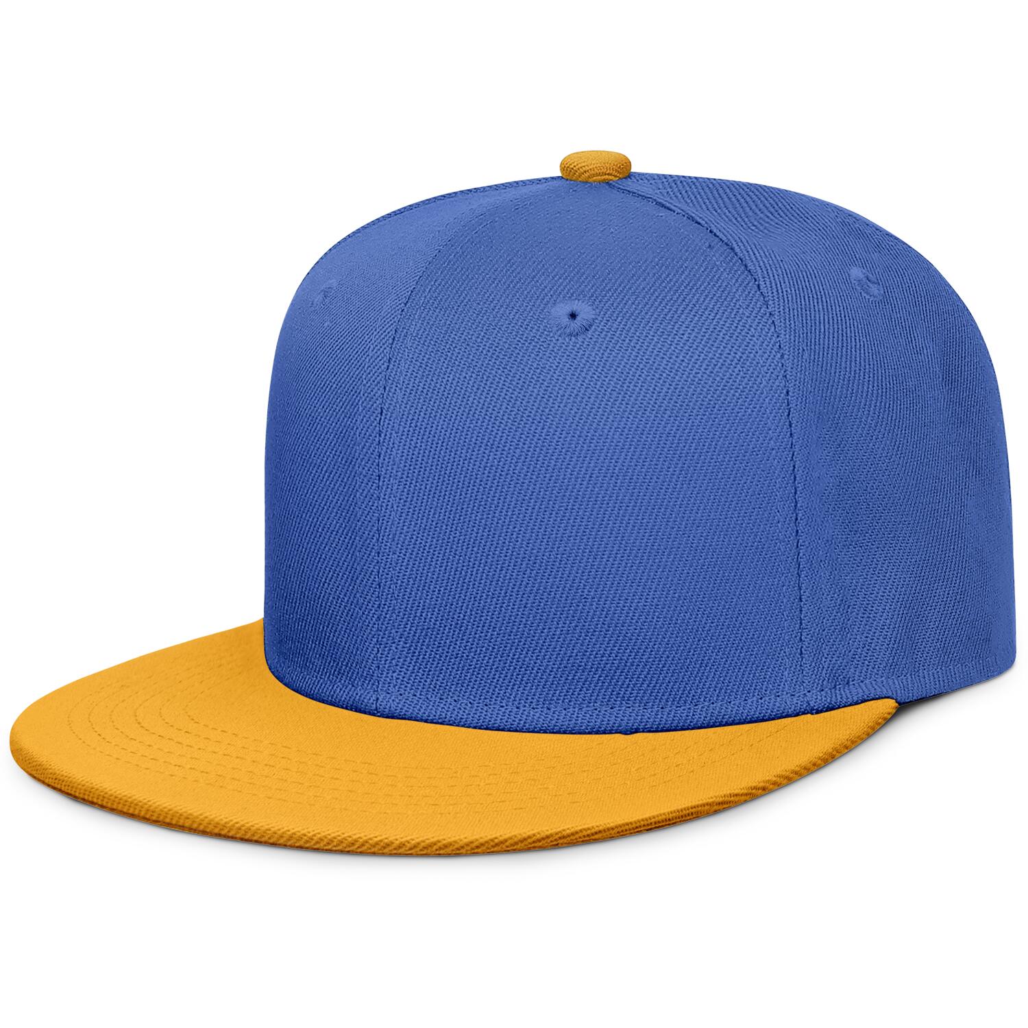 Vosoli Royal Blue & Gold Color-Block Flat-Brim Hat - Unisex Personal & Team Custom 3D Embroidery or Print Cap