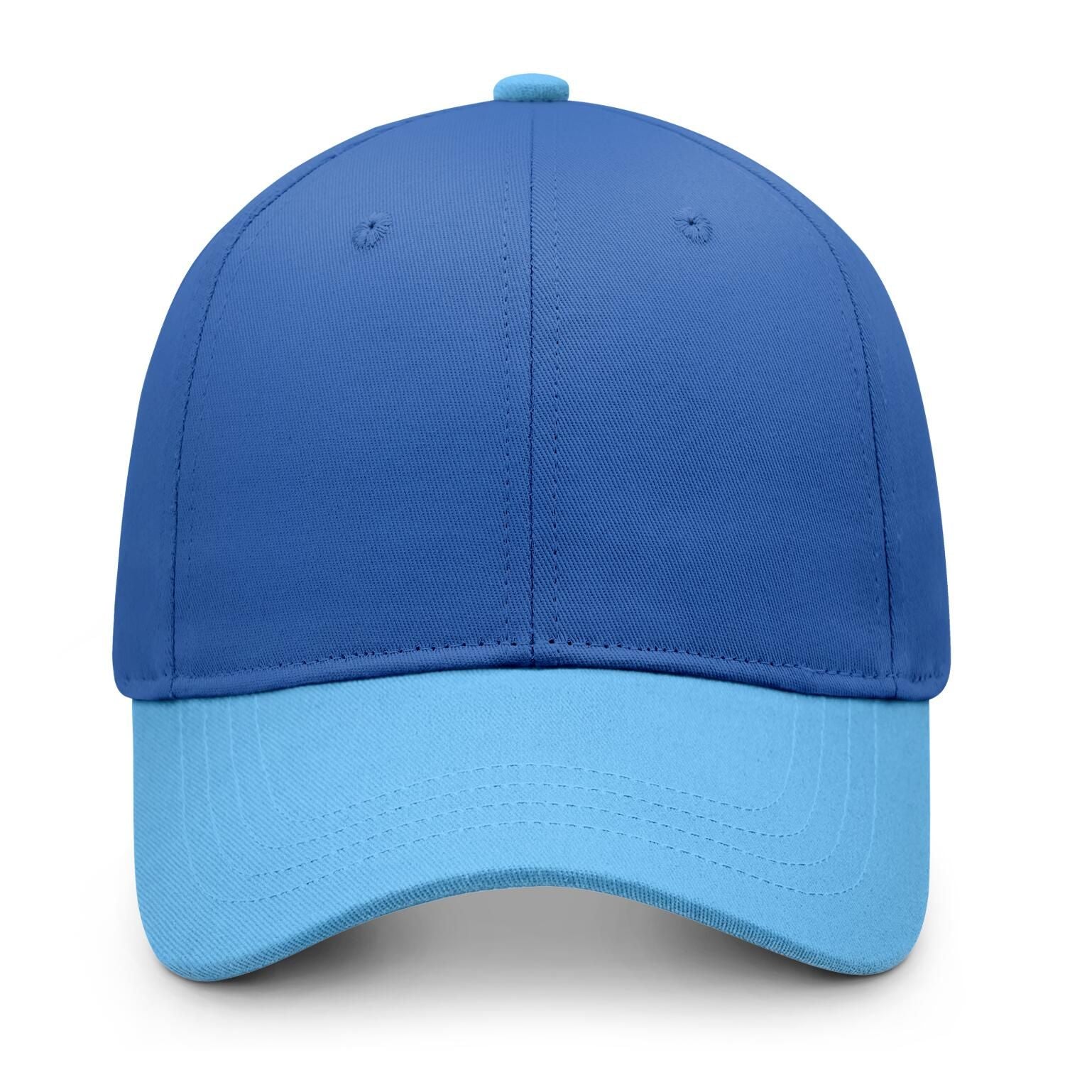 Custom Embroidered or Printed Blue & Light Blue Color Block Baseball Cap | Personalized Sport Hat