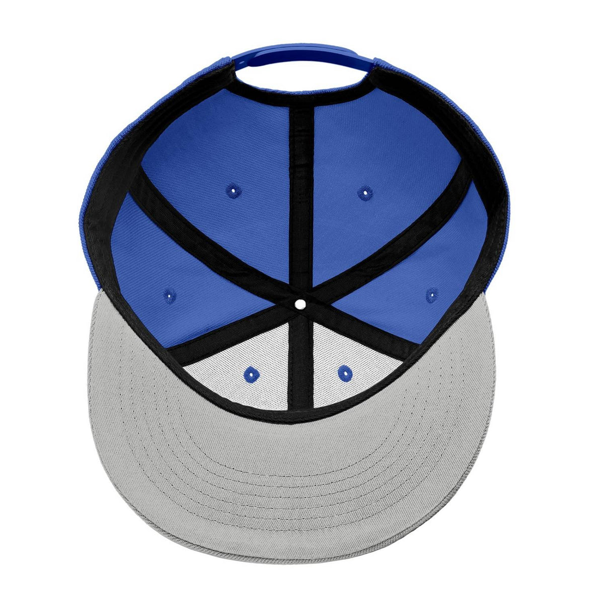 Custom Embroidered or Printed Blue & Light Grey Color-Block Flat-Brim Cap