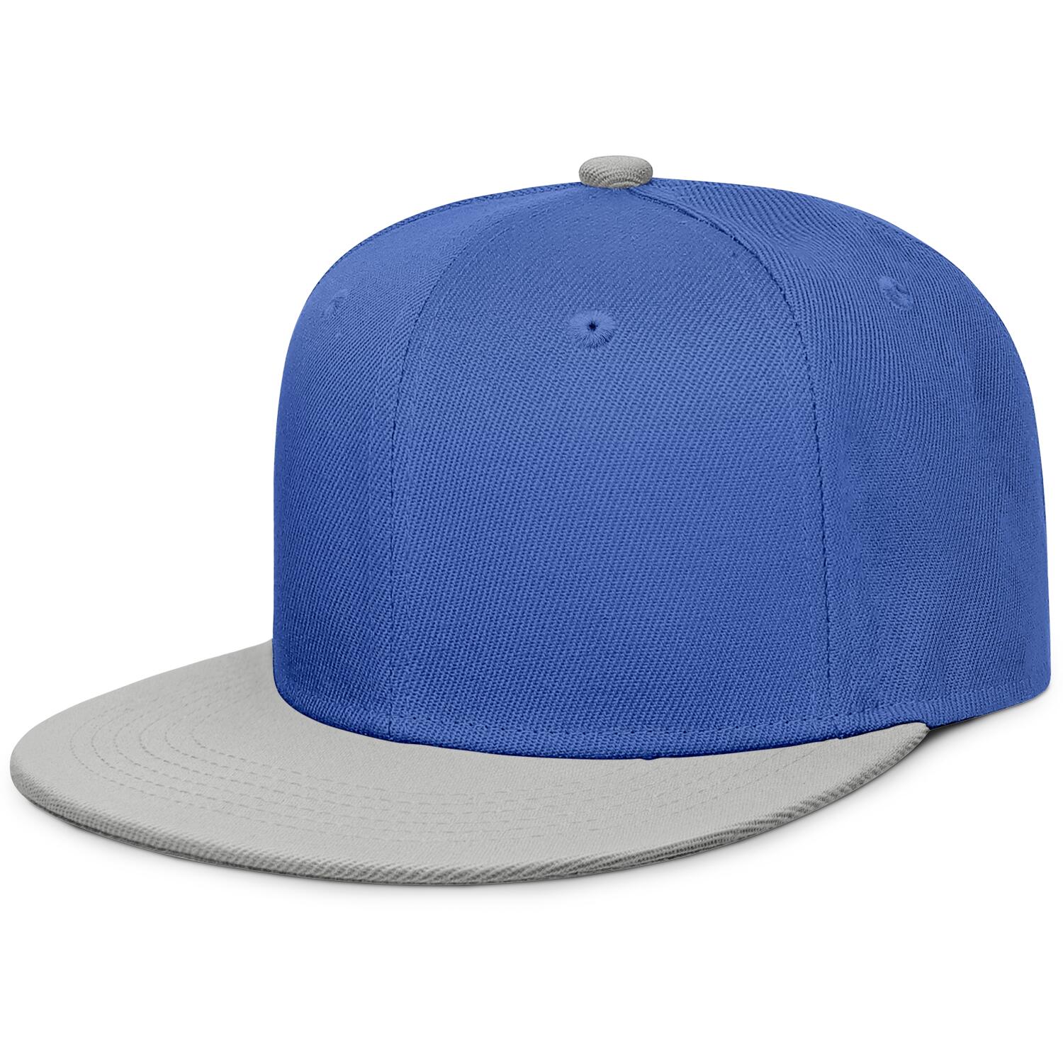 Vosoli Royal Blue & Gray Color-Block Flat-Brim Hat - Unisex Personal & Team Custom 3D Embroidery or Print Cap