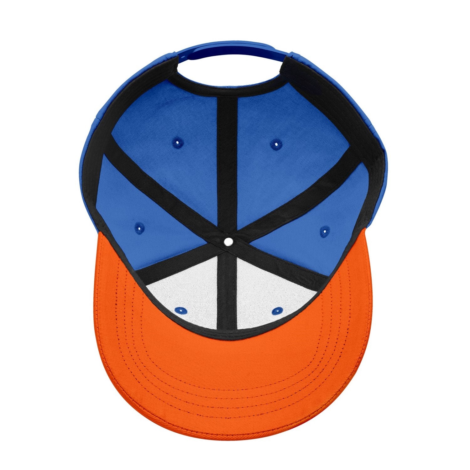 Custom Embroidered or Printed Blue & Orange Color Block Baseball Cap | Personalized Sport Hat