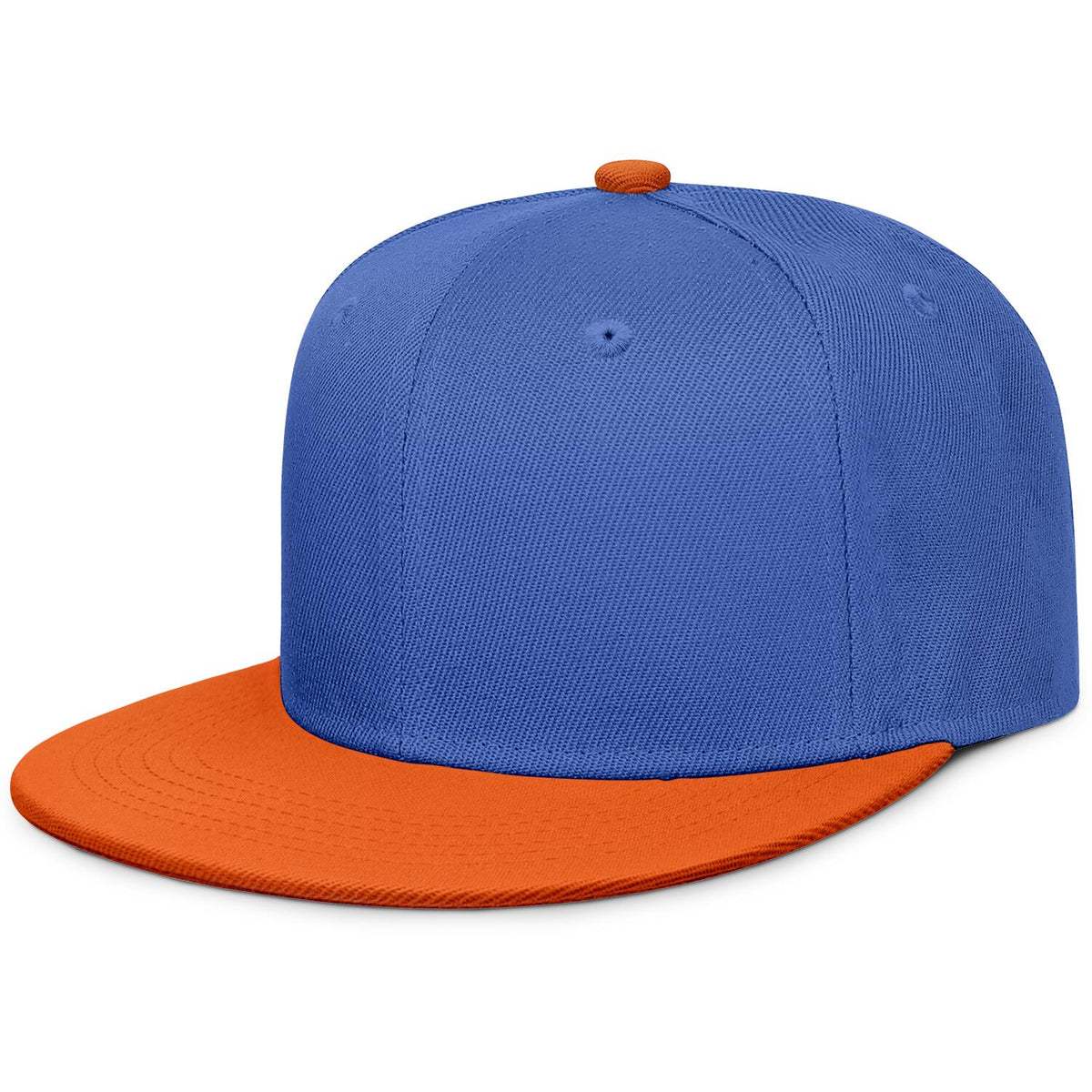 Vosoli Royal Blue & Orange Color-Block Flat-Brim Hat - Unisex Personal & Team Custom 3D Embroidery or Print Cap