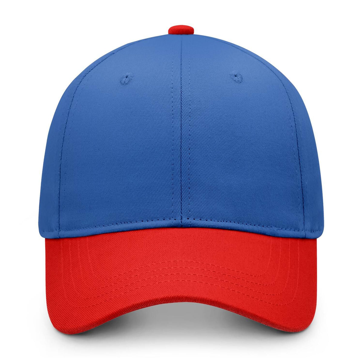 Custom Embroidered or Printed Blue & Red Color Block Baseball Cap | Personalized Sport Hat