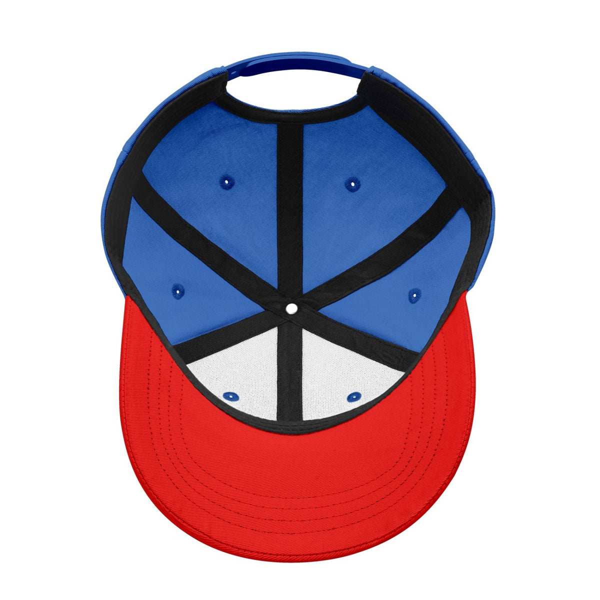 Custom Embroidered or Printed Blue & Red Color Block Baseball Cap | Personalized Sport Hat