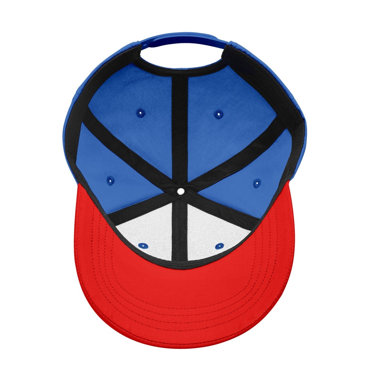 Custom Embroidered or Printed Blue & Red Color Block Baseball Cap | Personalized Sport Hat