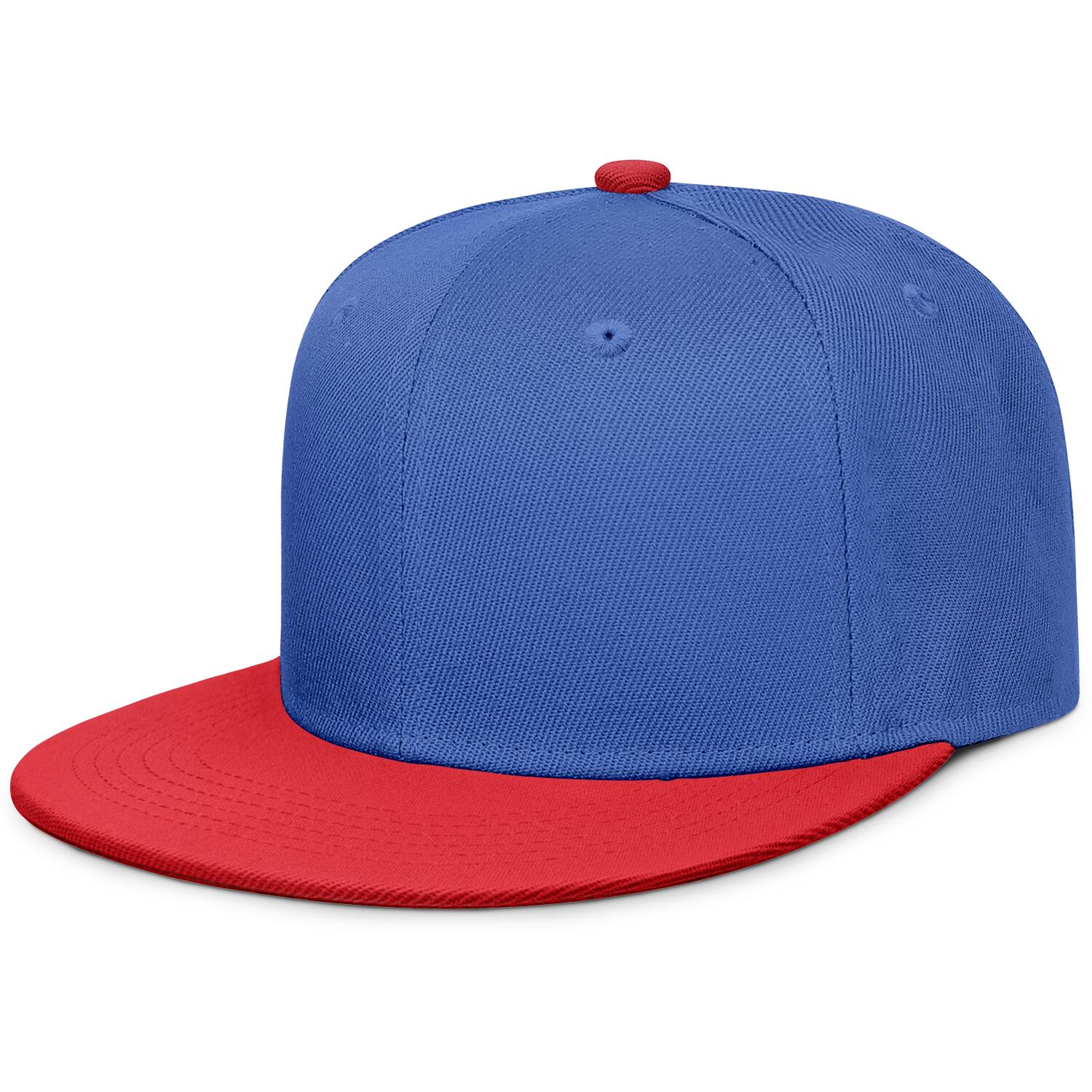 Vosoli Royal Blue & Red Color-Block Flat-Brim Hat - Unisex Personal & Team Custom 3D Embroidery or Print Cap