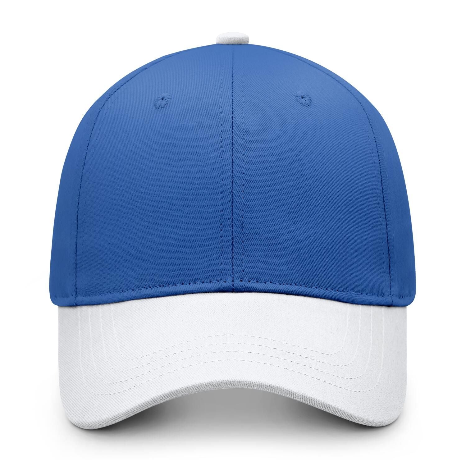 Custom Embroidered or Printed Blue & White Color Block Baseball Cap | Personalized Sport Hat