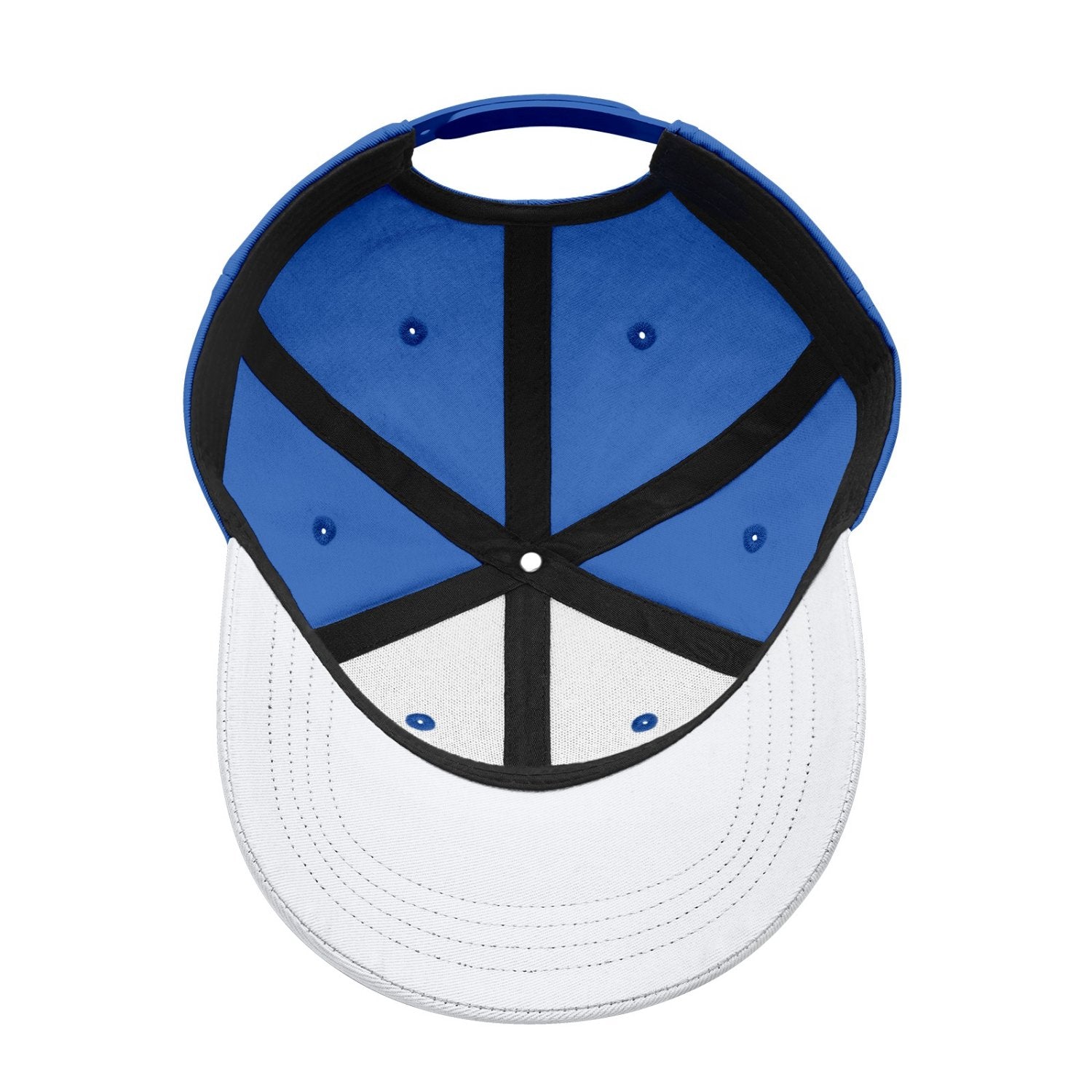 Custom Embroidered or Printed Blue & White Color Block Baseball Cap | Personalized Sport Hat