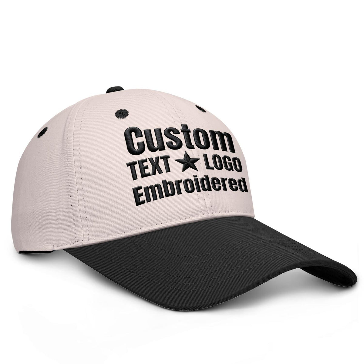 Custom Embroidered or Printed Blush & Black Deep Brim Baseball Cap | Personalized Sport Hat