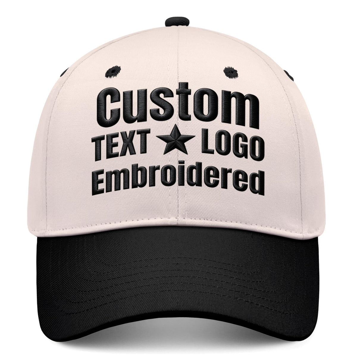 Custom Embroidered or Printed Blush & Black Deep Brim Baseball Cap | Personalized Sport Hat
