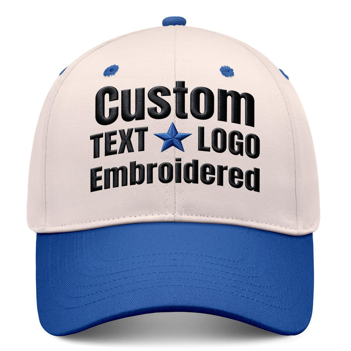 Custom Embroidered or Printed Blush & Blue Deep Brim Baseball Cap | Personalized Sport Hat
