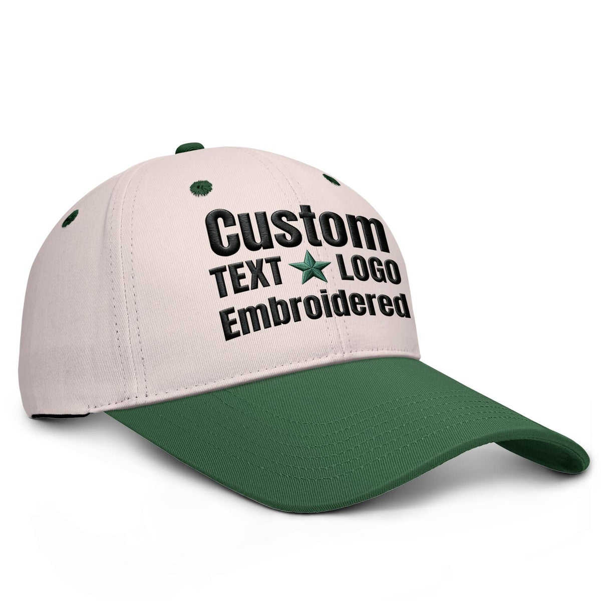 Custom Embroidered or Printed Blush & Green Deep Brim Baseball Cap | Personalized Sport Hat