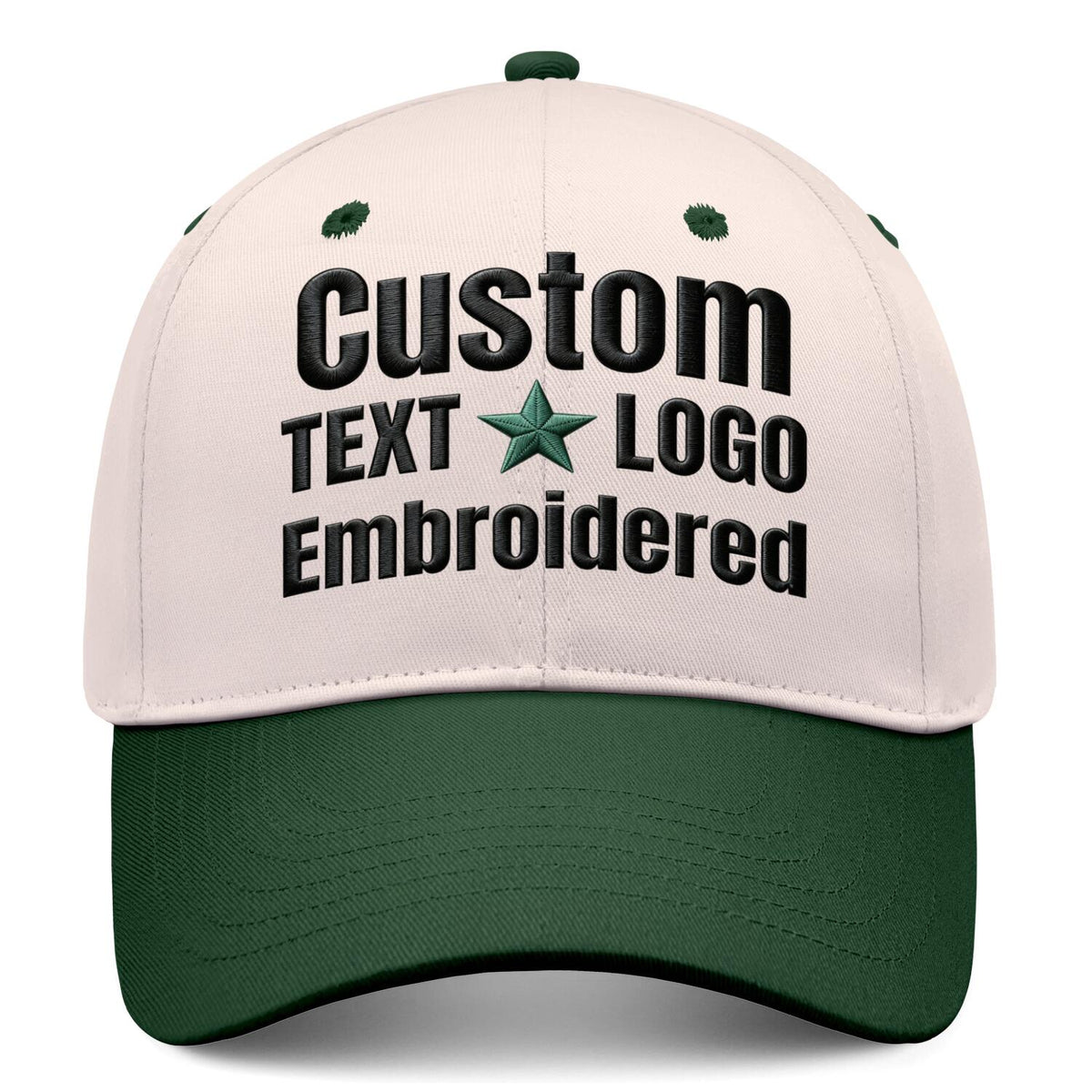 Custom Embroidered or Printed Blush & Green Deep Brim Baseball Cap | Personalized Sport Hat