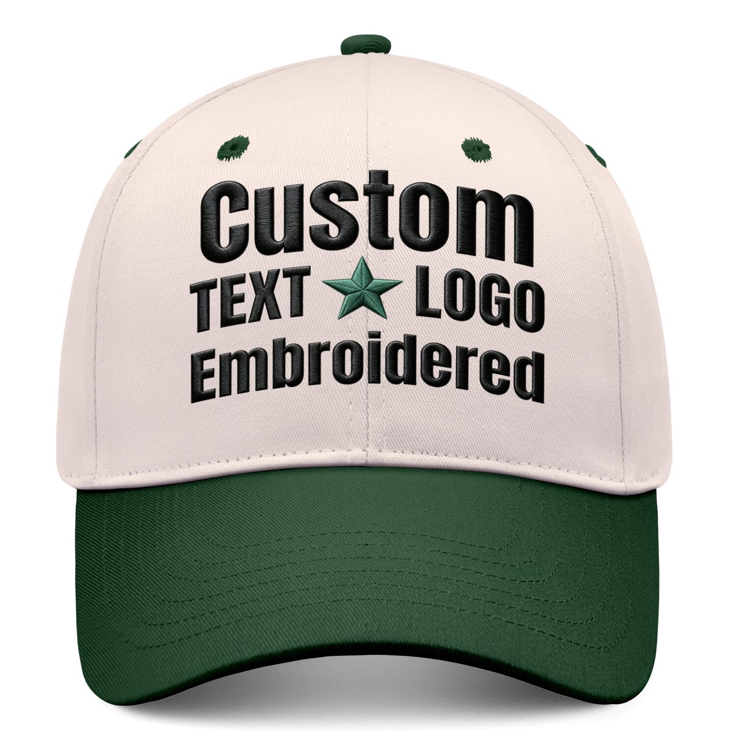 Custom Embroidered or Printed Blush & Green Deep Brim Baseball Cap | Personalized Sport Hat