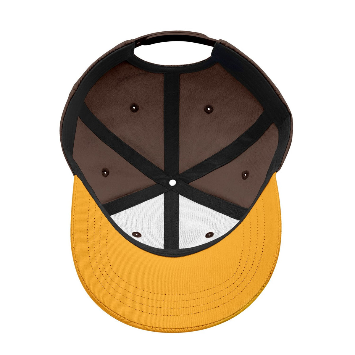 Custom Embroidered or Printed Brown & Gold Color Block Baseball Cap | Personalized Sport Hat