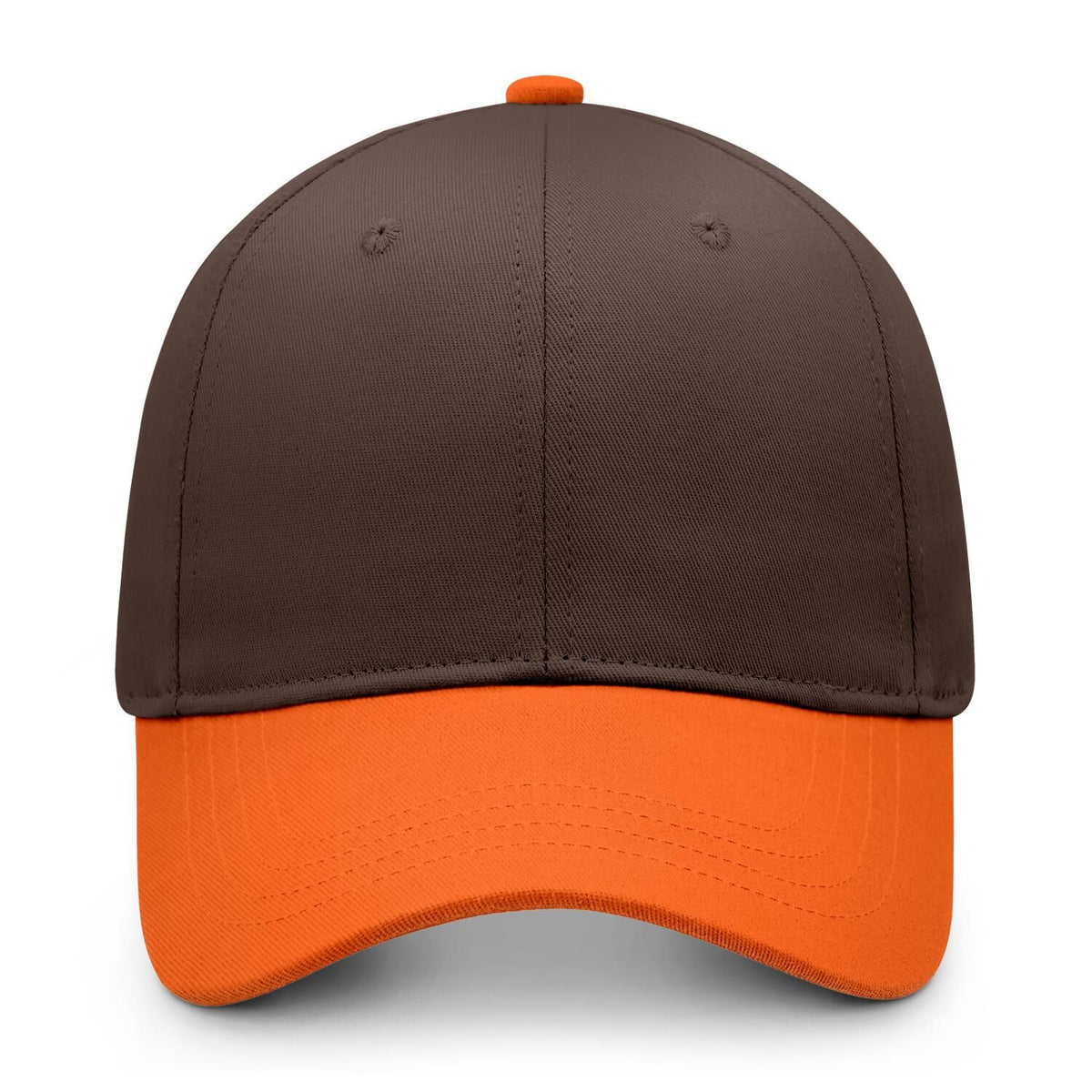 Custom Embroidered or Printed Brown & Orange Color Block Baseball Cap | Personalized Sport Hat