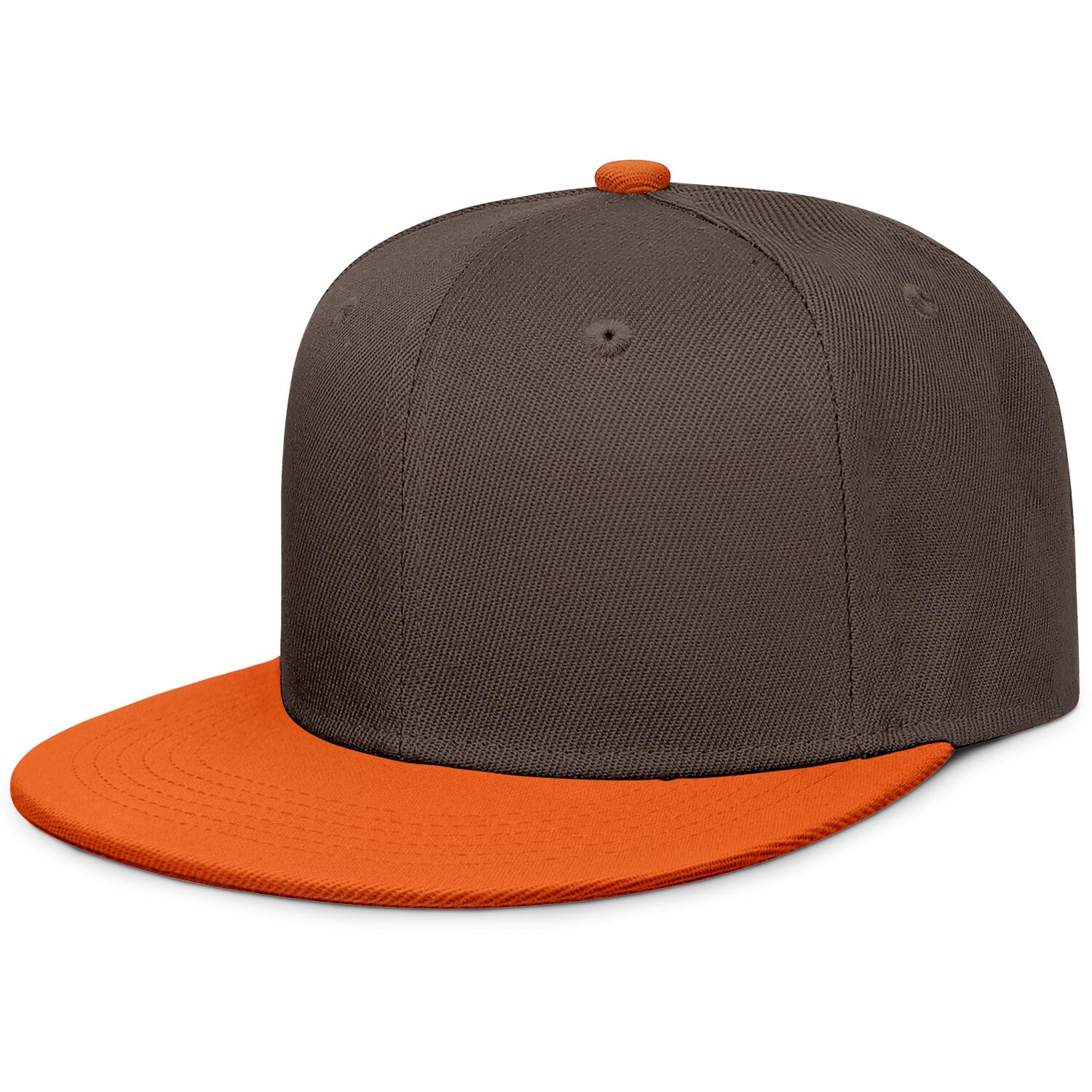 Vosoli Brown & Orange Color-Block Flat-Brim Hat - Unisex Personal & Team Custom 3D Embroidery or Print Cap