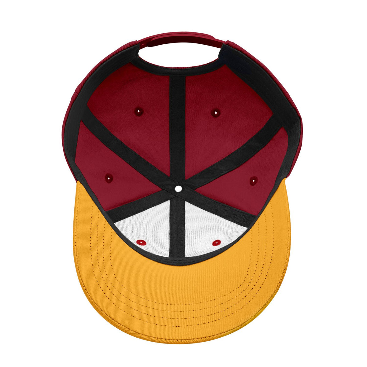 Custom Embroidered or Printed Burgundy & Gold Color Block Baseball Cap | Personalized Sport Hat