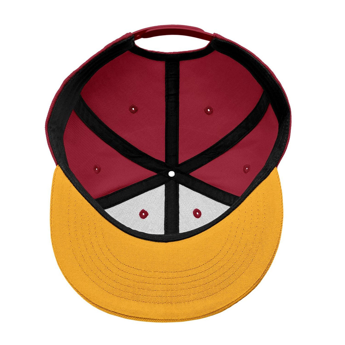 Custom Embroidered or Printed Burgundy & Gold Color-Block Flat-Brim Cap