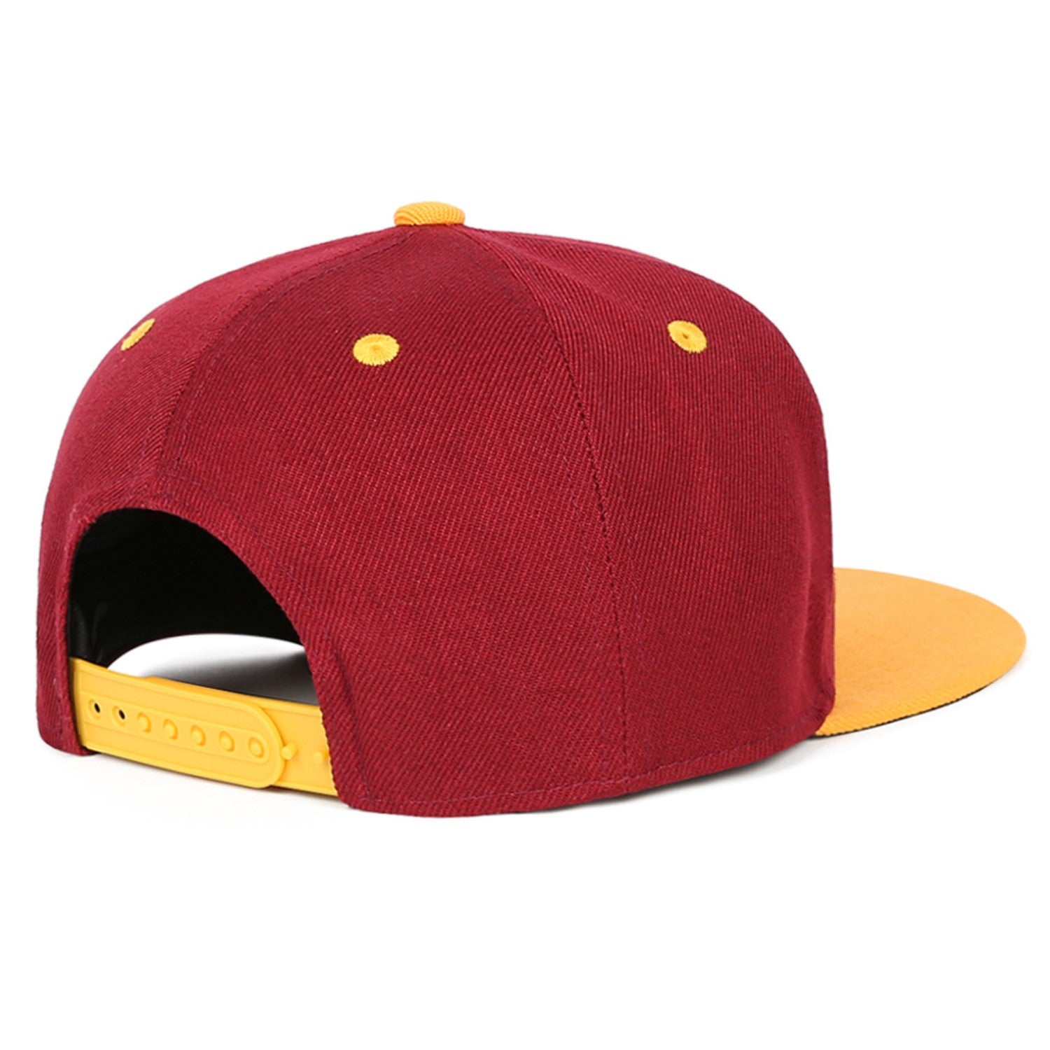 Custom Embroidered or Printed Burgundy & Gold Color-Block Flat-Brim Cap