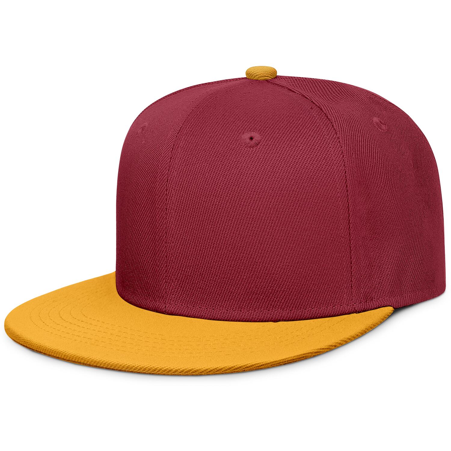 Vosoli Burgundy & Gold Color-Block Flat-Brim Hat - Unisex Personal & Team Custom 3D Embroidery or Print Cap