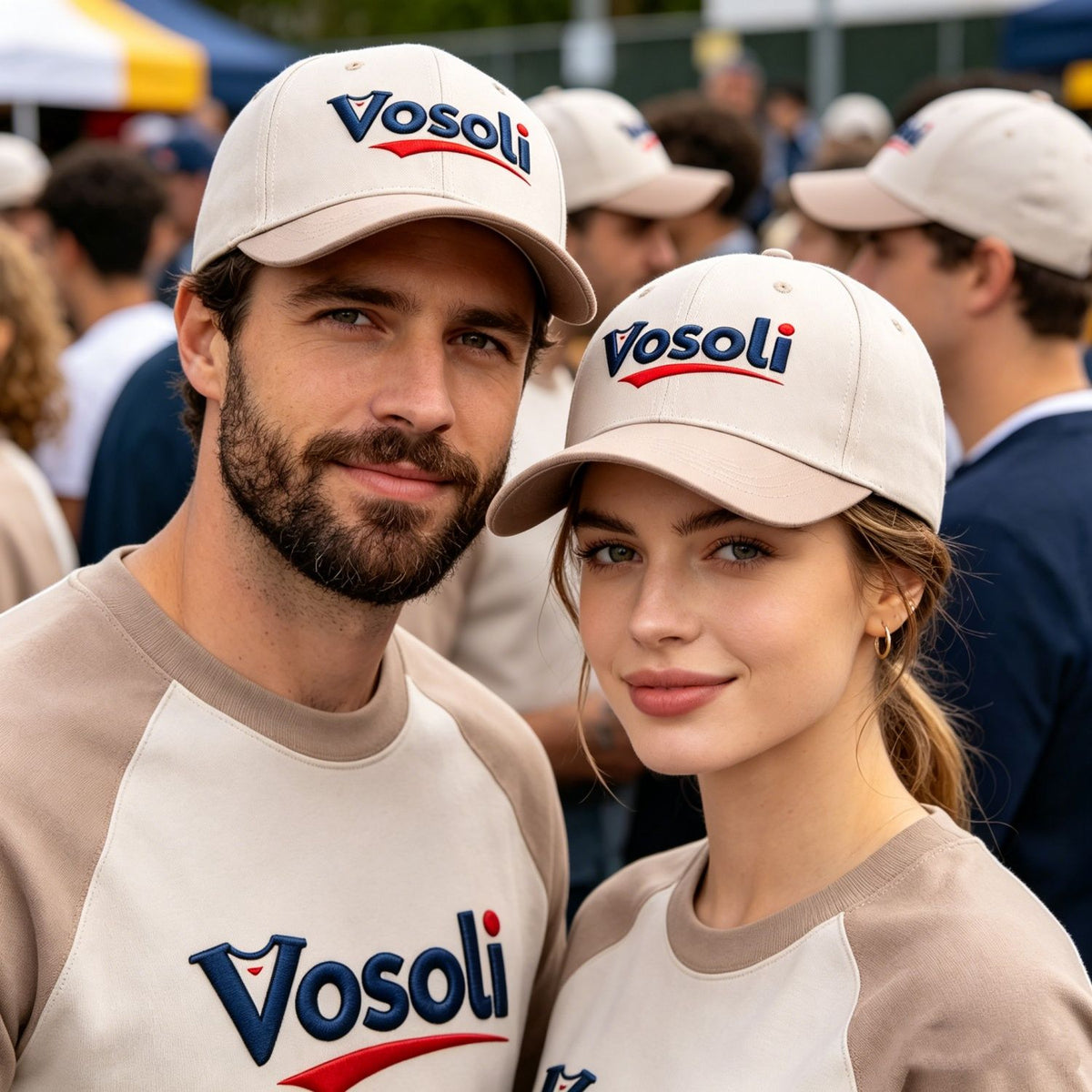 Custom Embroidered or Printed Cream & Beige Color Block Baseball Cap | Personalized Sport Hat
