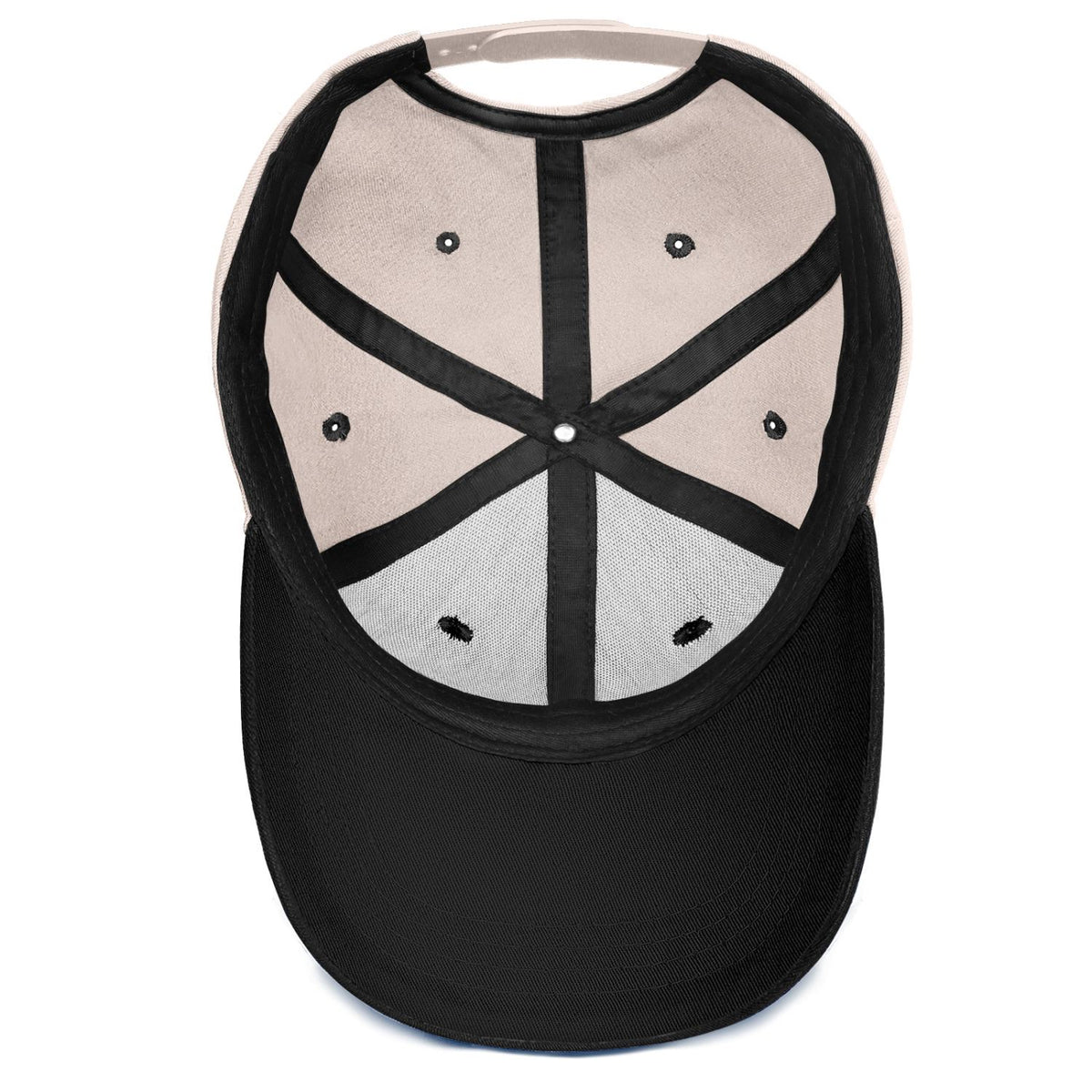 Custom Embroidered or Printed Cream & Black Color Block Baseball Cap | Personalized Sport Hat