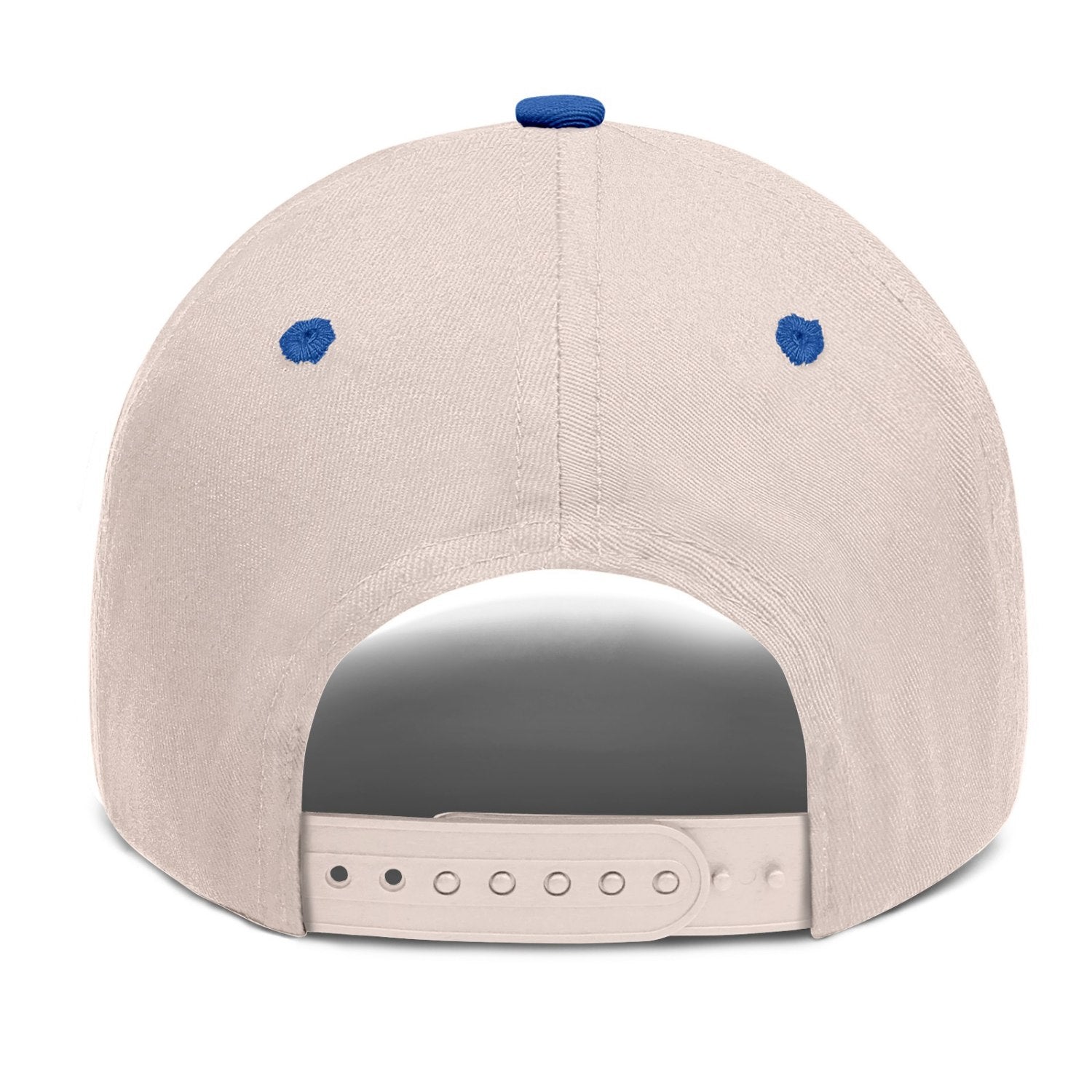 Custom Embroidered or Printed Cream & Blue Color Block Baseball Cap | Personalized Sport Hat