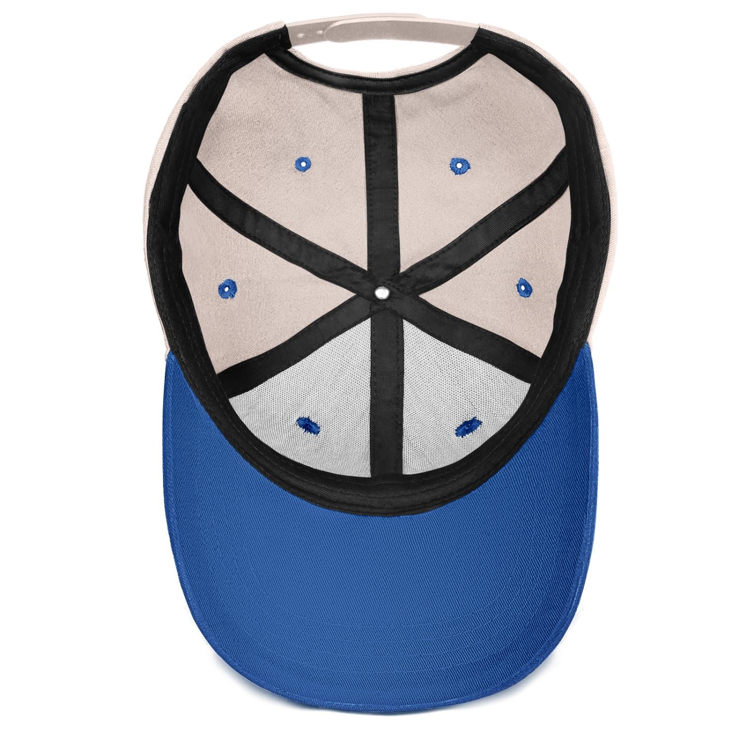 Custom Embroidered or Printed Cream & Blue Color Block Baseball Cap | Personalized Sport Hat