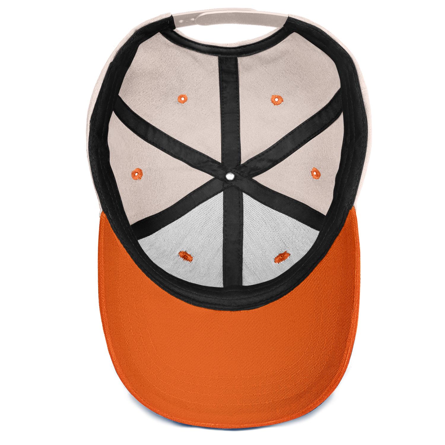Custom Embroidered or Printed Cream & Orange Color Block Baseball Cap | Personalized Sport Hat
