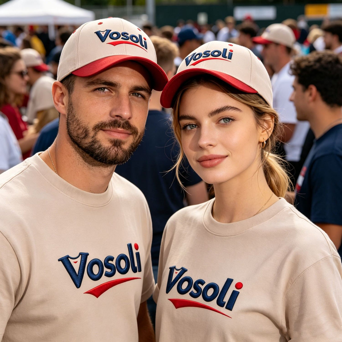 Custom Embroidered or Printed Cream & Red Color Block Baseball Cap | Personalized Sport Hat