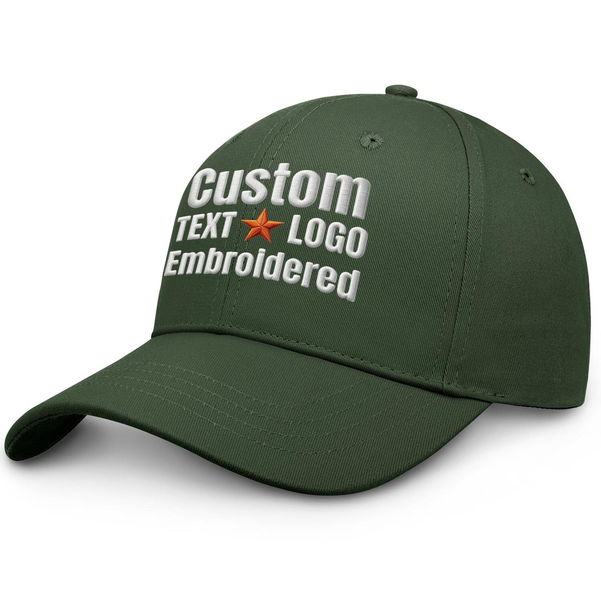 Custom Embroidered or Printed Forest Green Baseball Cap | Personalized Sport Hat