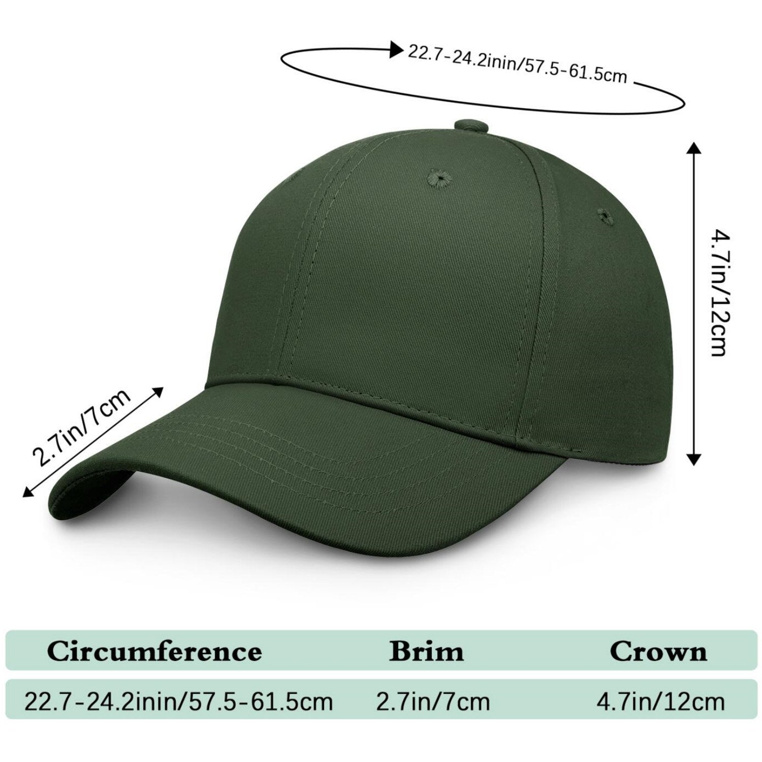 Custom Embroidered or Printed Forest Green Baseball Cap | Personalized Sport Hat