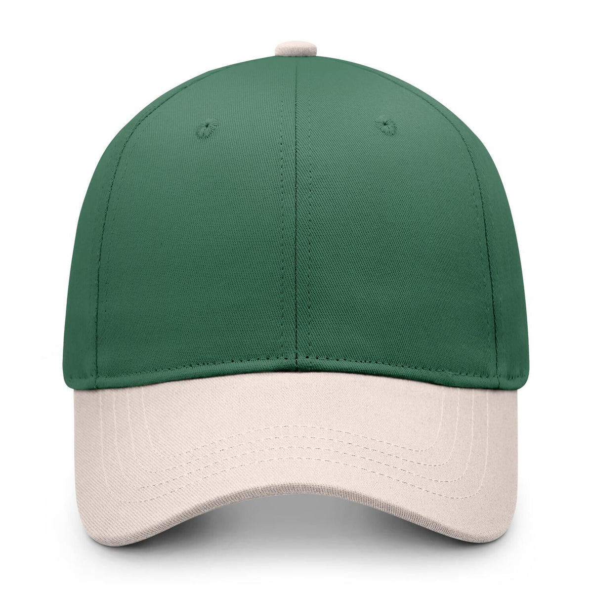 Custom Embroidered or Printed Forest Green & Cream Color Block Baseball Cap | Personalized Sport Hat