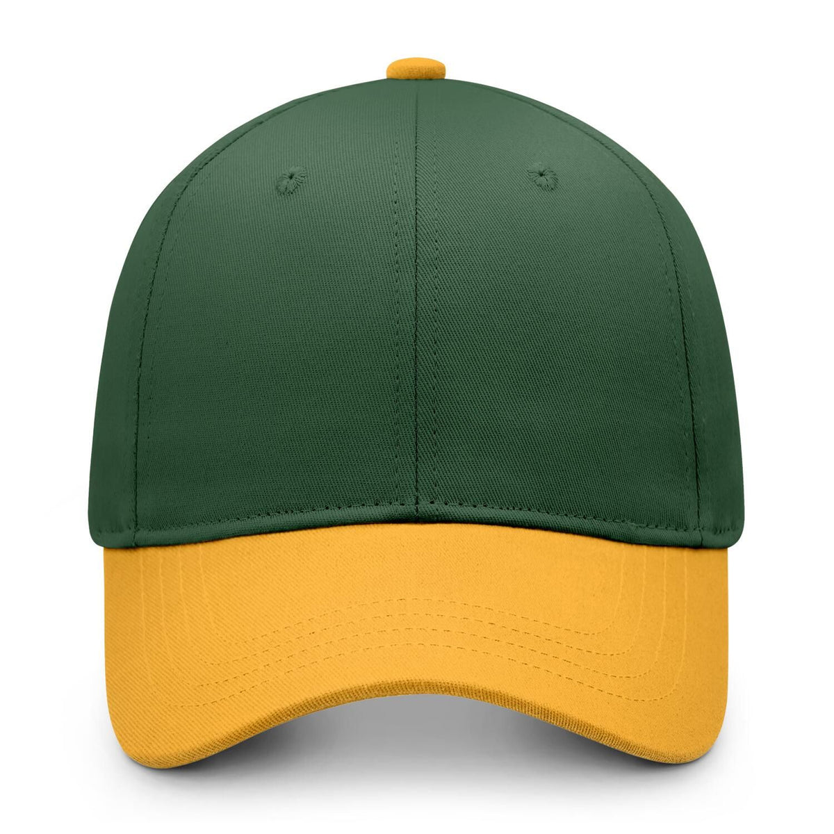 Custom Embroidered or Printed Forest Green & Gold Color Block Baseball Cap | Personalized Sport Hat