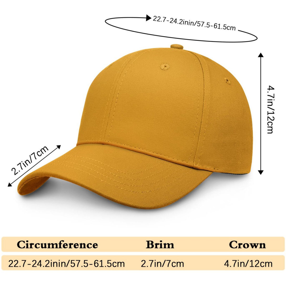 Custom Embroidered or Printed Gold Baseball Cap | Personalized Sport Hat