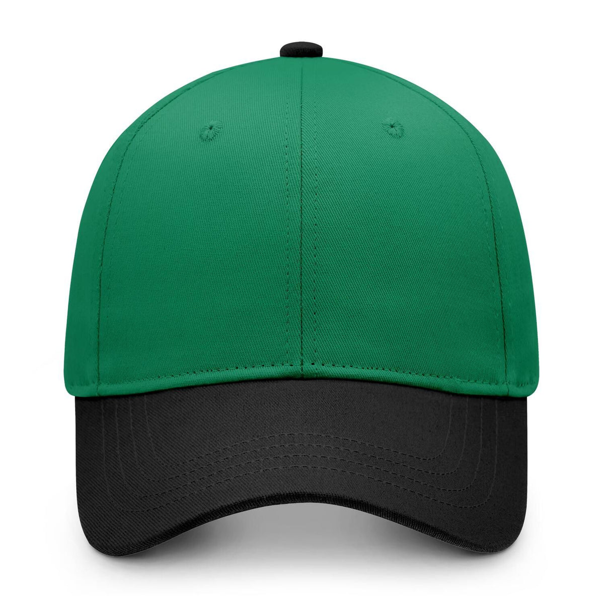 Custom Embroidered or Printed Green & Black Color Block Baseball Cap | Personalized Sport Hat