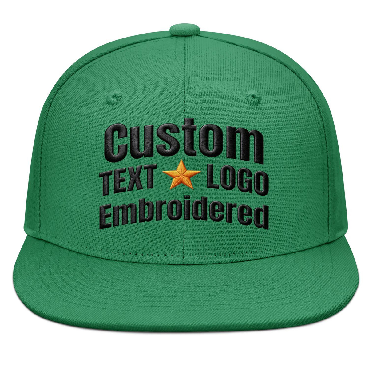 Custom Embroidered or Printed Green Flat-Brim Cap | Personalized Sport Hat