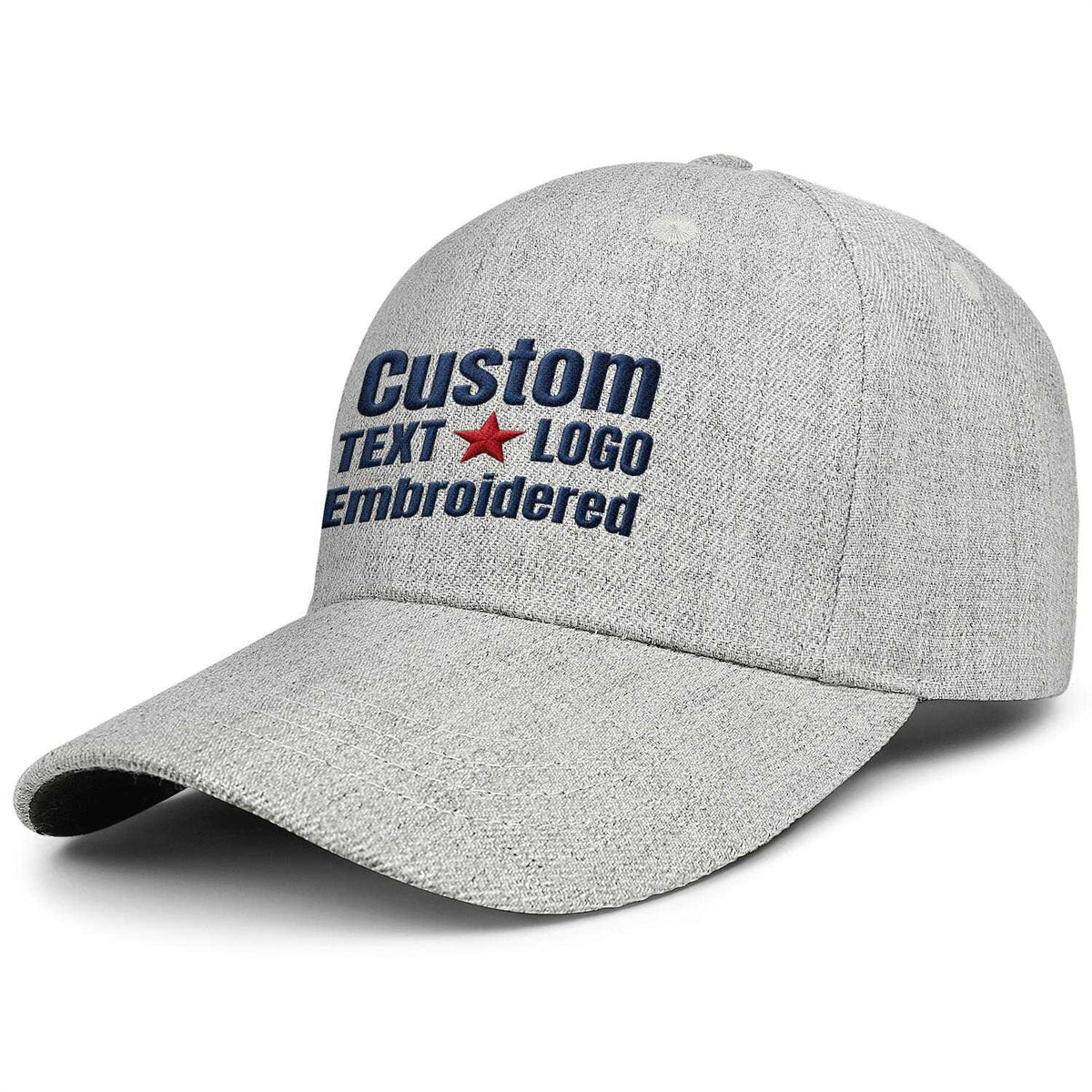 Custom Embroidered or Printed Heather Grey Baseball Cap | Personalized Sport Hat