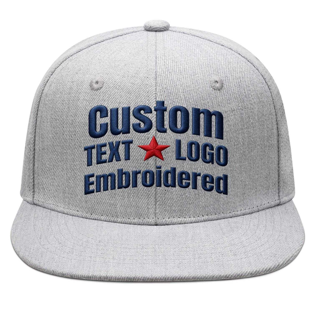 Custom Embroidered or Printed Heather Grey Flat-Brim Cap | Personalized Sport Hat